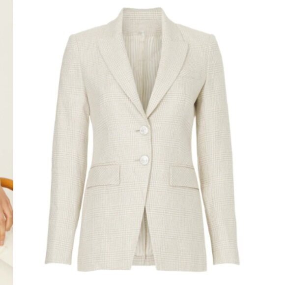 VERONICA BEARD Mathi Glen Plaid Dickey Jacket Oatmeal Beige Button Blazer 8 - Picture 5 of 15